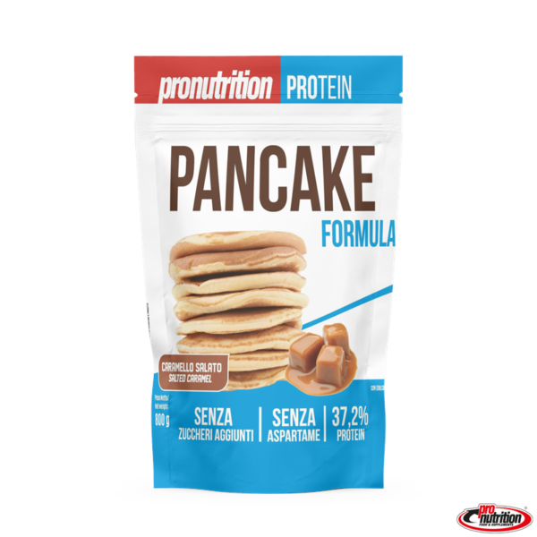 Preparato per Pancake proteico con farina di avena e albume al gusto di caramello salato -PANCAKE FORMULA CARAMELLO SALATO-PRO NUTRITION