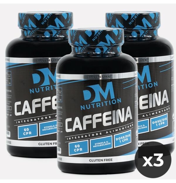 Multipack da 3 Integratori alimentari di caffeina per lo stress Psico-Fisico e concentrazione mentale- CAFFEINA-DM NUTRITION