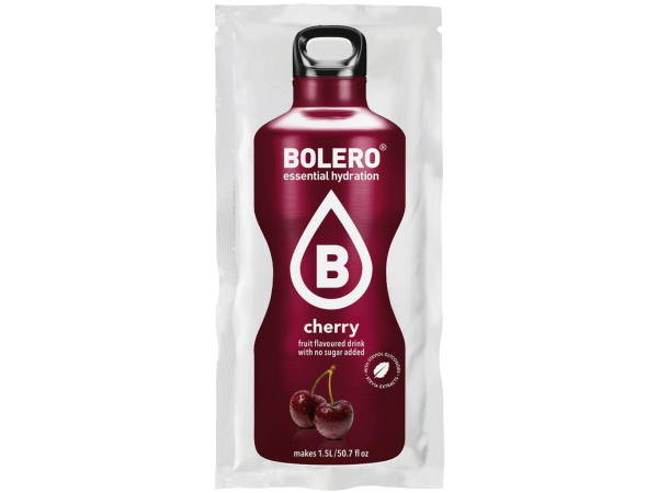 Bustina Bolero gusto Ciliegia Bustina monodose di bevanda solubile Bolero al gusto ciliegia con immagine di ciliegie fresche.