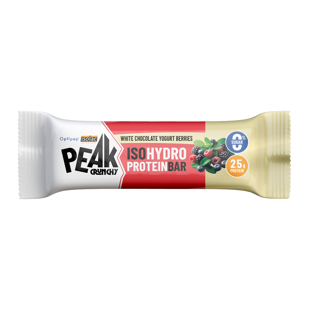 Barretta proteica Peak Crunchy gusto cioccolato bianco e frutti di bosco Confezione di barretta proteica Peak Crunchy al gusto cioccolato bianco e frutti di bosco con 25g di proteine.