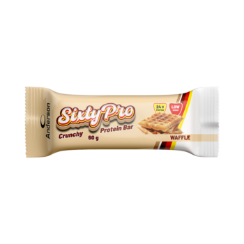 Confezione singola di barretta proteica SixtyPro gusto Waffle da 60 grammi su sfondo bianco.