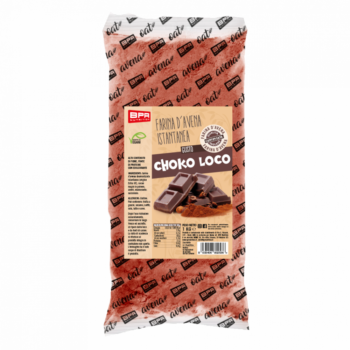Confezione da 1 kg di farina di avena istantanea aromatizzata al cioccolato Choko Loco di BPR Nutrition.